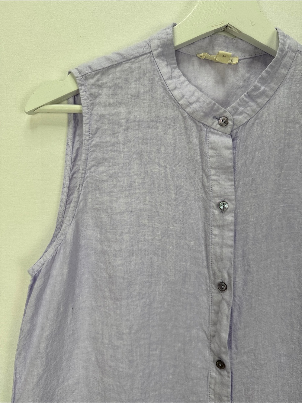 Eileen Fisher Lavender Linen Sleeveless Button Front Tunic Top Size S/P - Picture 3 of 10